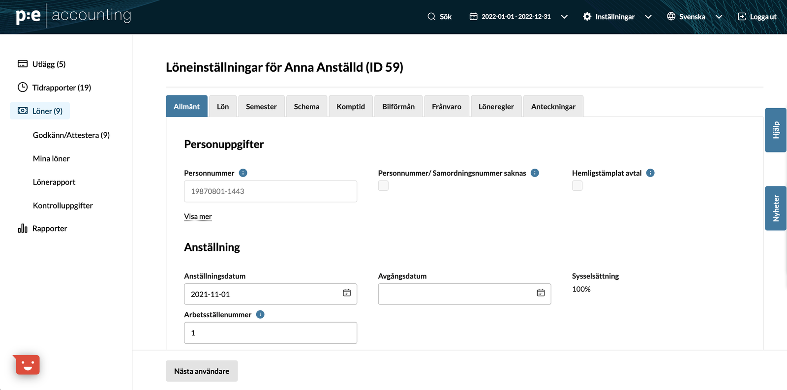 Läsa anställningsavtal (skärmbild 2 av 2)