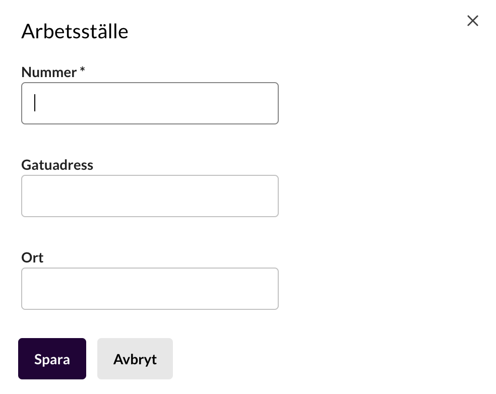 Administrera era arbetsställenummer (skärmbild 2 av 2)