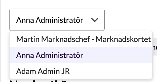 Rullistan i Hantera utlägg där kortinnehavaren står med kortets namn efter, Martin Marknadschef - Marknadskortet